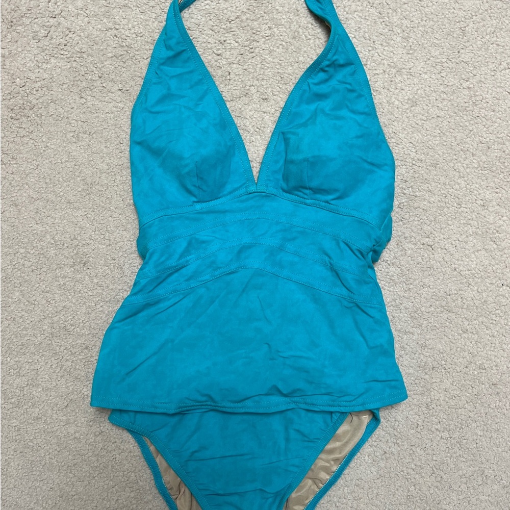 NWT Miraclesuit/Magicsuit Teal Halter Tankini Two Piece Swimsuit - Picture 2 of 12